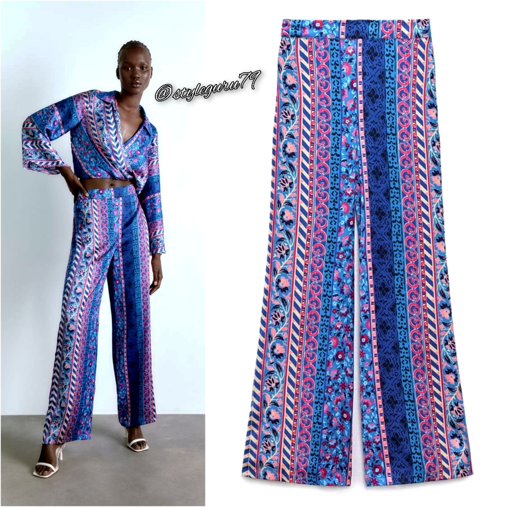 NWT, ZARA, Printed Flowy Trousers